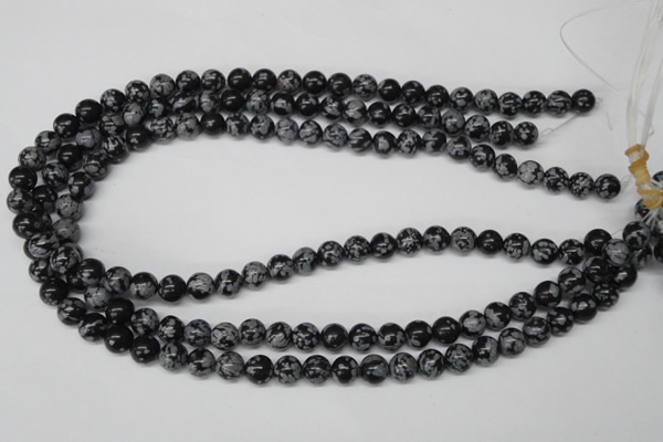 CRO122 15.5 inches 8mm round snowflake obsidian beads wholesale