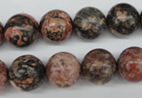 CRO324 15.5 inches 12mm round red leopard skin jasper beads wholesale