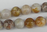 CRO384 15.5 inches 14mm round bamboo leaf agate beads wholesale