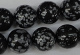 CRO404 15.5 inches 14mm round snowflake obsidian beads wholesale