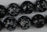 CRO426 15.5 inches 16mm round snowflake obsidian beads wholesale