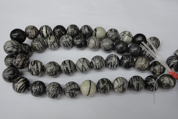 CRO484 15.5 inches 18mm round black water jasper beads wholesale