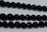 CRO702 15.5 inches 6mm – 14mm faceted round black agate beads