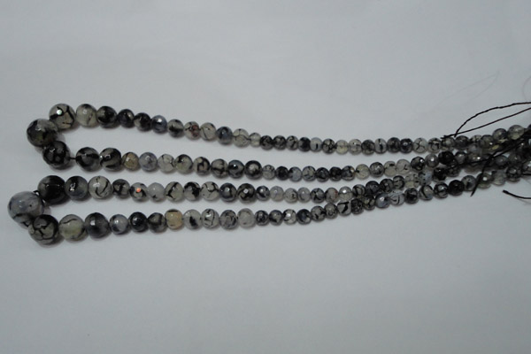 CRO704 15.5 inches 6mm – 14mm faceted round dragon veins agate beads