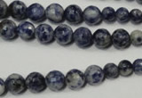 CRO733 15.5 inches 6mm – 14mm faceted round blue spot stone beads