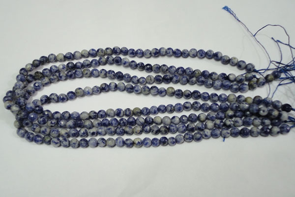 CRO771 15.5 inches 6mm faceted round blue spot stone beads wholesale