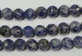 CRO772 15.5 inches 8mm faceted round blue spot stone beads wholesale