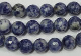 CRO773 15.5 inches 10mm faceted round blue spot stone beads wholesale