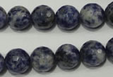 CRO774 15.5 inches 12mm faceted round blue spot stone beads wholesale