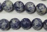 CRO776 15.5 inches 16mm faceted round blue spot stone beads wholesale