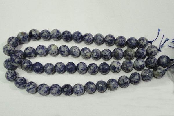 CRO776 15.5 inches 16mm faceted round blue spot stone beads wholesale