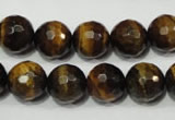 CRO784 15.5 inches 12mm faceted round yellow tiger eye beads wholesale