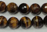 CRO786 15.5 inches 16mm faceted round yellow tiger eye beads wholesale