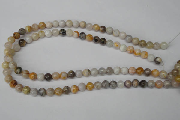 CRO83 15.5 inches 8mm round bamboo leaf agate beads wholesale