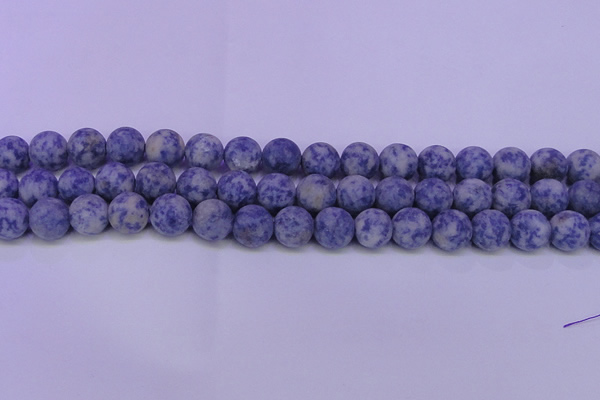 CRO851 15.5 inches 6mm round matte blue spot beads