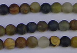 CRO910 15.5 inches 4mm round matte golden pietersite beads