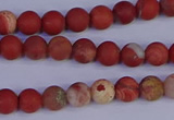 CRO930 15.5 inches 4mm round matte red jasper beads wholesale