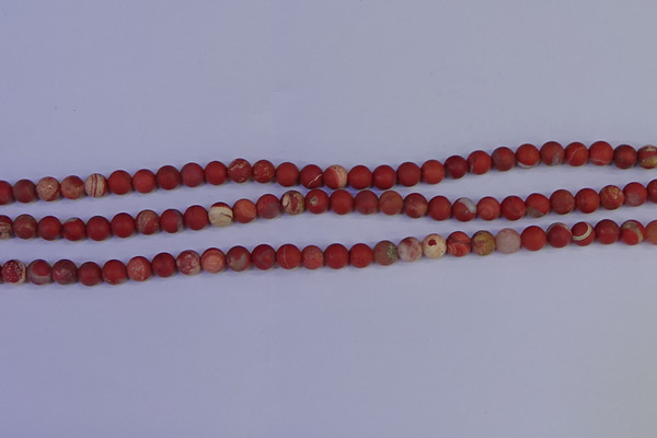 CRO930 15.5 inches 4mm round matte red jasper beads wholesale