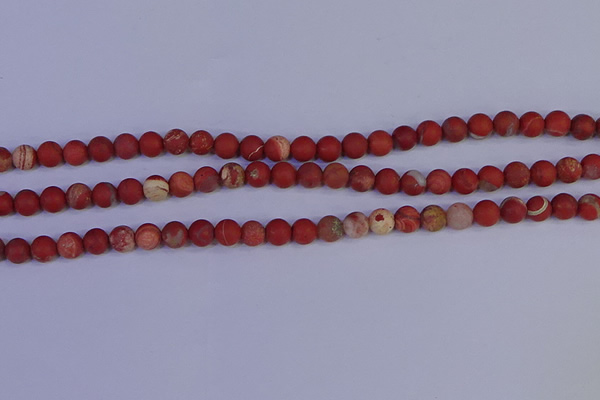 CRO931 15.5 inches 6mm round matte red jasper beads wholesale