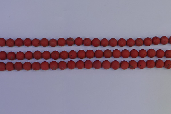 CRO942 15.5 inches 8mm round matte red jasper beads wholesale