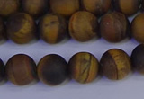 CRO963 15.5 inches 10mm round matte yellow tiger eye beads wholesale