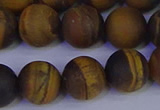 CRO965 15.5 inches 14mm round matte yellow tiger eye beads wholesale