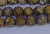 CRO972 15.5 inches 8mm round matte picture jasper beads wholesale