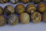 CRO973 15.5 inches 10mm round matte picture jasper beads wholesale