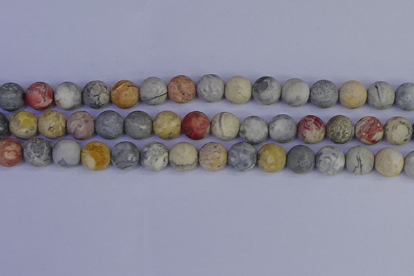 CRO995 15.5 inches 14mm round matte sky eye stone beads wholesale