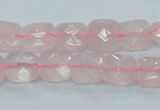 CRQ100 15.5 inches 10*10mm faceted square natural rose quartz beads