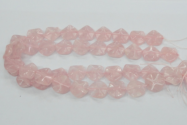 CRQ104 15.5 inches 20*20mm lotus shaped natural rose quartz beads