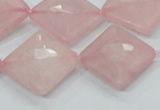 CRQ107 15.5 inches 20*20mm faceted diamond natural rose quartz beads