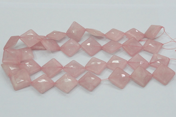 CRQ107 15.5 inches 20*20mm faceted diamond natural rose quartz beads