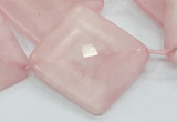 CRQ108 15.5 inches 30*30mm faceted diamond natural rose quartz beads