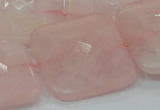 CRQ110 15.5 inches 30*30mm faceted square natural rose quartz beads