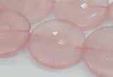 CRQ111 15.5 inches 30mm faceted coin natural rose quartz beads