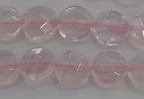 CRQ137 15.5 inches 10mm faceted coin natural rose quartz beads