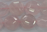 CRQ139 15.5 inches 15mm faceted coin natural rose quartz beads