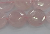 CRQ140 15.5 inches 18mm faceted coin natural rose quartz beads