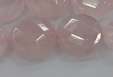 CRQ141 15.5 inches 20mm faceted coin natural rose quartz beads