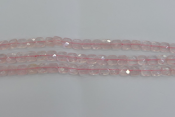 CRQ153 15.5 inches 8mm faceted square natural rose quartz beads