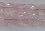 CRQ154 15.5 inches 10mm faceted square natural rose quartz beads