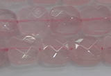 CRQ155 15.5 inches 12mm faceted square natural rose quartz beads