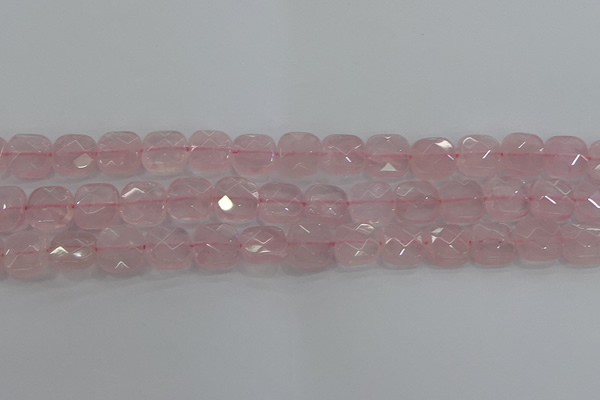 CRQ155 15.5 inches 12mm faceted square natural rose quartz beads