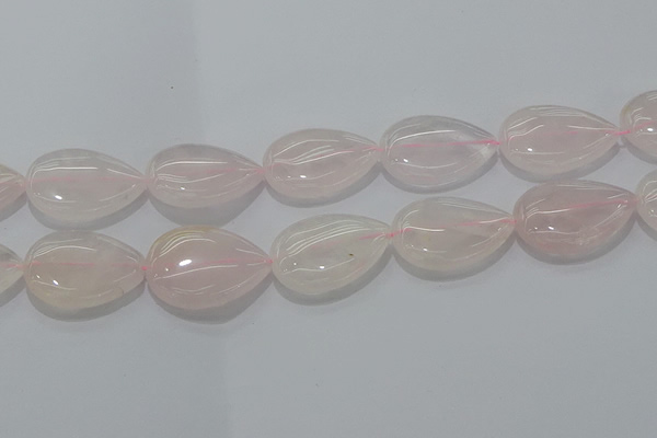 CRQ242 15.5 inches 22*30mm flat teardrop rose quartz beads