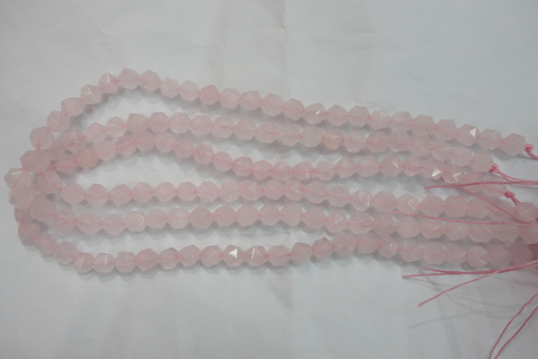 CRQ301 15 inches 8mm faceted nuggets rose quartz beads