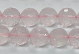 CRQ33 15.5 inches 14mm faceted round natural rose quartz beads