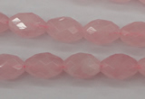 CRQ352 15.5 inches 10*14mm faceted rice rose quartz beads