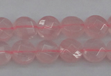 CRQ360 15.5 inches 8mm faceted coin rose quartz beads wholesale