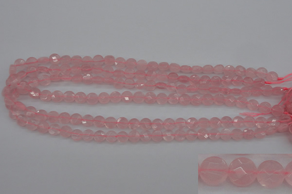 CRQ360 15.5 inches 8mm faceted coin rose quartz beads wholesale